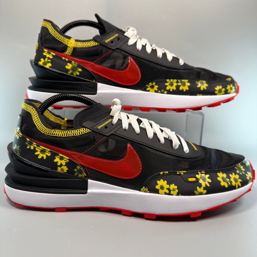 Nike Waffle One Sunflower Mens 10 Running Shoes Black White Red Sneaker Low Lace